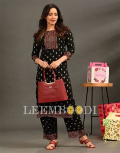 Rayon Foil With Pigment Work Kurti