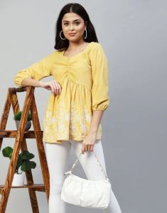 Yellow Gathered Top