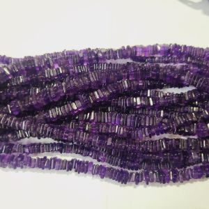 African Amethyst square Heishi stone Beads