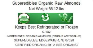 Superedibles Organic Raw Almonds (55.12 Lbs)