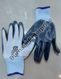 Deccan Nitrile Coated Industrial Gloves, Color : Grey On White