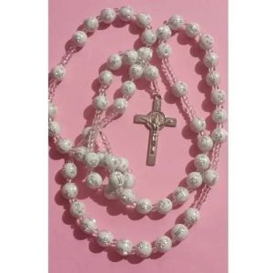 White Beaded Chain Rosary