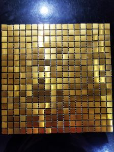 square gold stainless steel mosaic tiles
