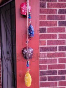 Handmade Hand Painted Hanging Bells Set Multicolor