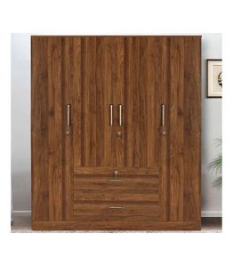 Engineered Wood 4 Door Wardrobe with Drawers
