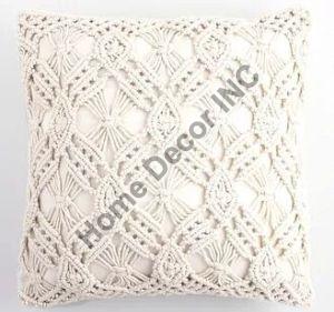 Embroidered Macrame Cushion Cover