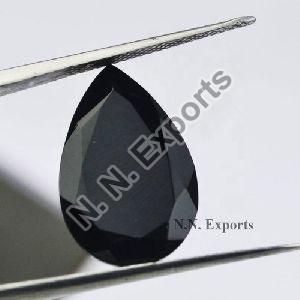Natural Black Onyx Faceted Pear Loose Gemstones