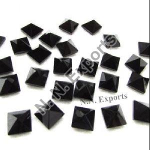 Natural Black Onyx Faceted Square Loose Gemstones
