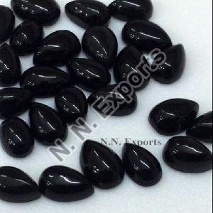 Natural Black Onyx Pear Cabochons Loose Gemstones