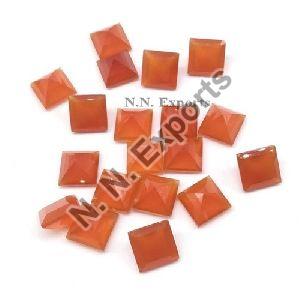Natural Carnelian Faceted Square Loose Gemstones
