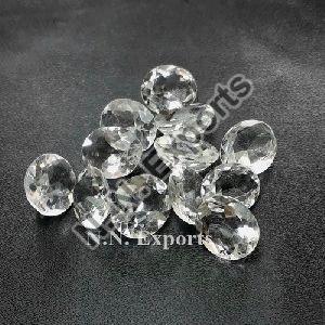Natural Crystal Quartz Faceted Oval Loose Gemstones