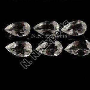 Natural Crystal Quartz Faceted Pear Loose Gemstones