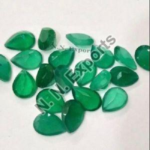 Natural Green Onyx Faceted Pear Loose Gemstones