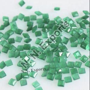 Natural Green Onyx Faceted Square Loose Gemstones