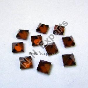 Natural Hessonite Garnet Faceted Square Loose Gemstones