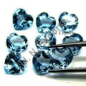 Natural London Blue Topaz Faceted Heart Loose Gemstones