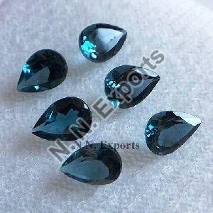 Natural London Blue Topaz Faceted Pear Loose Gemstones