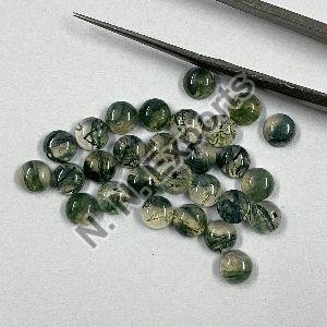 Natural Moss Agate Round Cabochon Loose Gemstone