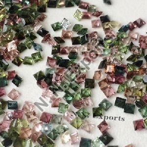 Natural Multi Tourmaline Faceted Square Loose Gemstones