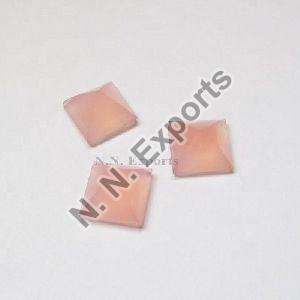 Natural Pink Chalcedony Faceted Square Loose Gemstones