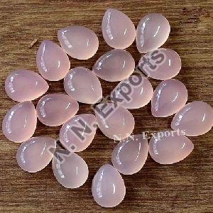 Natural Pink Chalcedony Pear Cabochons Loose Gemstones
