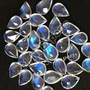 Natural Rainbow Moonstone Faceted Pear Loose Gemstones