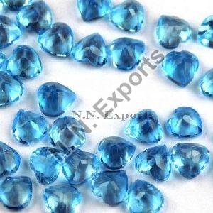 Natural Swiss Blue Topaz Faceted Heart Loose Gemstones