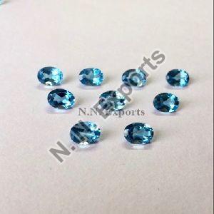 Natural Swiss Blue Topaz Faceted Oval Loose Gemstones