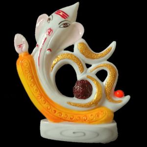 Om Ganesha White Marble Statue