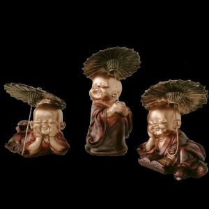 Baby Buddha Monk Statue Set