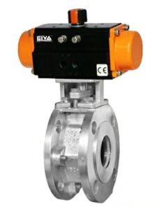 Pneumatic Actuator Operated 2 Way Wafer Type Ball Valve Flange End