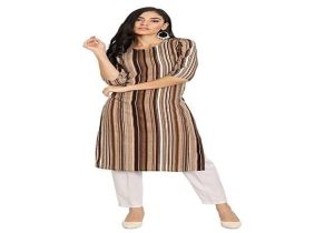 Striped Printed Straight Kurti