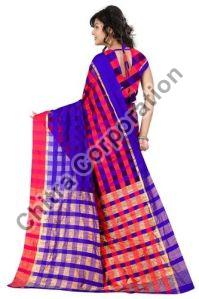 Printed Cotton Chex Saree