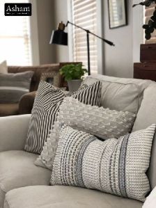 Square Black & White Handwoven Cushion, For House, Technics : Attractive Pattern, Handloom