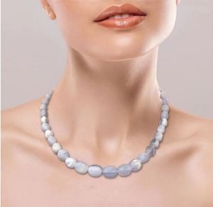 Blue Lace Agate Stone Necklace