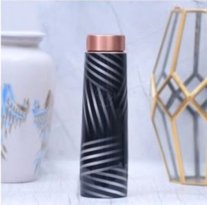 Black and White Stripes Copper Water Bottle