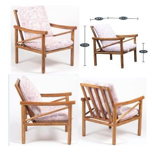 Acacia Wood and Pink Fabric Chair