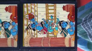 krishna stealing butter his friends painting