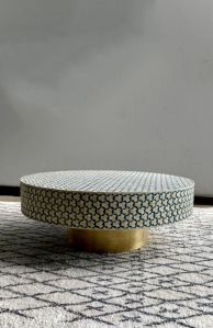 handmade bone inlay round targua pattern coffee table