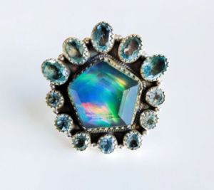 Aurora Opal handmade ring|