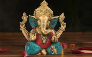 Brass Sitting Lord Ganesha Idol