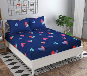 Glace Cotton Double Bedsheet for Double Bed 180 Tc with 2 Pillow Covers 3D Flower Printed Pattern