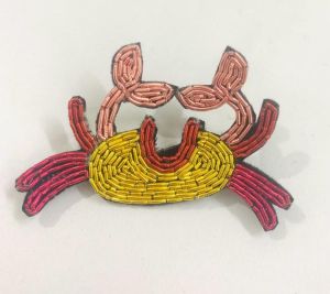 Crab Beaded Brooch Pin