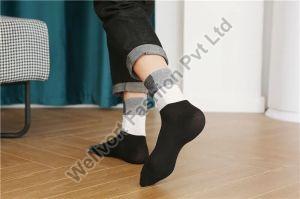 Black Unisex Non Terry Cotton Sock