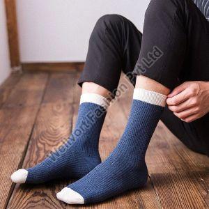 Blue & White Mens Full Length Cotton Sock