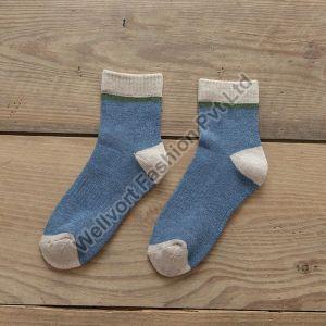 Blue & White Cotton Unisex Ankle Sock