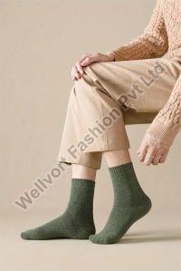Green Unisex Full Length Terry Cotton Sock