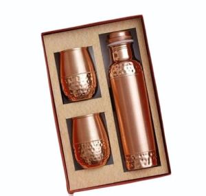 Copper Bottle and Glass Gift Set