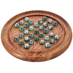 Wooden solitaire board game