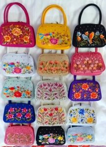 Embroidered Three Zip Hand Bag